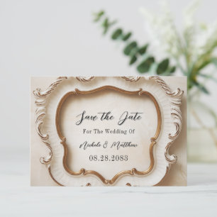 Luxury Baroque Style White Gold Wedding  Save The Date