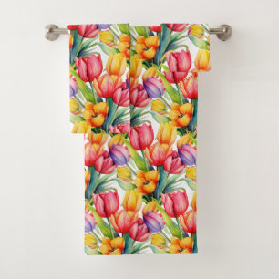 Luxury Bath Towel Set Pamper Yourself w/ Flowers