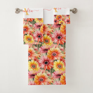 Luxury Bath Towel Set Pamper Yourself w/ Flowers
