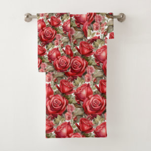 Luxury Bath Towel Set Pamper Yourself w/ Flowers