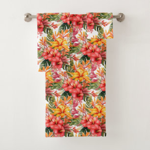 Luxury Bath Towel Set Pamper Yourself w/ Flowers