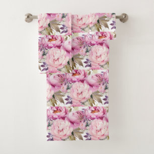 Luxury Bath Towel Set Pamper Yourself w/ Flowers