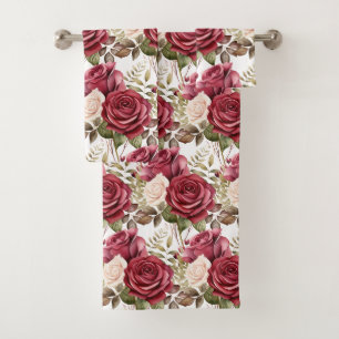 Luxury Bath Towel Set Pamper Yourself w/ Flowers