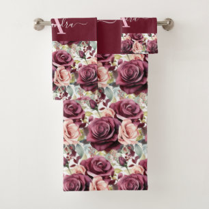 Luxury Bath Towel Set Pamper Yourself w/ Flowers