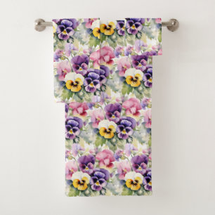 Luxury Bath Towel Set Pamper Yourself w/ Flowers