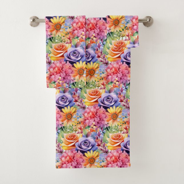 Luxury Bath Towel Set | Pamper Yourself w/ Flowers (Insitu)