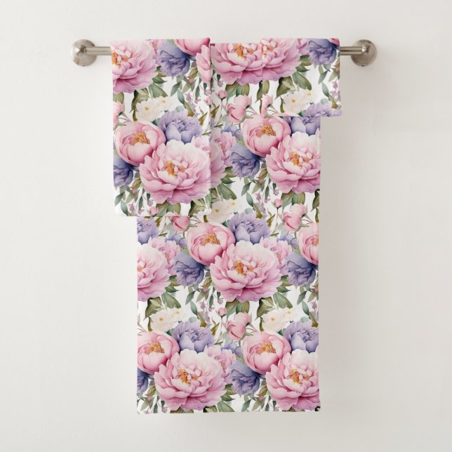 Luxury Bath Towel Set | Pamper Yourself w/ Flowers (Insitu)