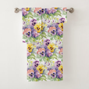Luxury Bath Towel Set Pamper Yourself w/ Flowers