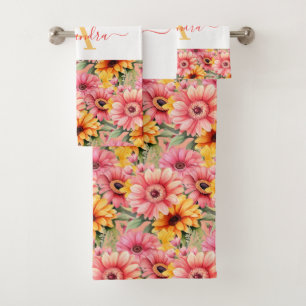 Luxury Bath Towel Set Pamper Yourself w/ Flowers