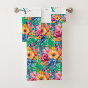 Luxury Bath Towel Set Pamper Yourself w/ Flowers
