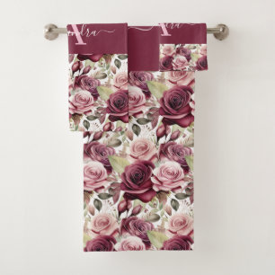 Luxury Bath Towel Set Pamper Yourself w/ Flowers