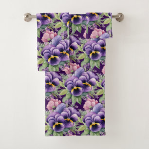 Luxury Bath Towel Set Pamper Yourself w/ Flowers