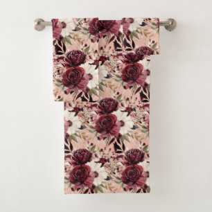 Luxury Bath Towel Set Pamper Yourself w/ Flowers