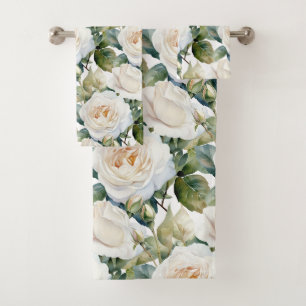 Luxury Bath Towel Set Pamper Yourself w/ Flowers