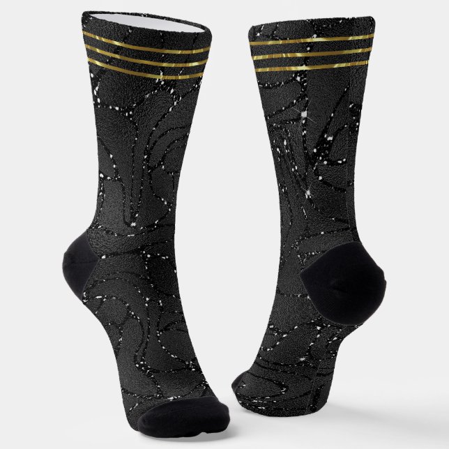 Luxury Bblack monochromatic glam background Socks (Angled)