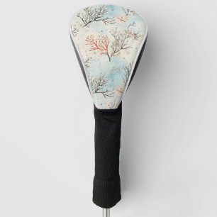 Luxury Beach Palette with Coral & Ocean Wave Golf Head Cover