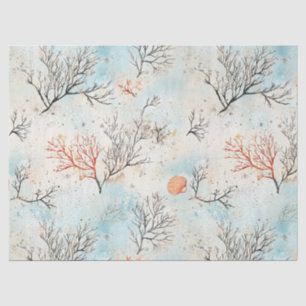 Luxury Beach Palette with Coral & Ocean Wave Tissue Paper