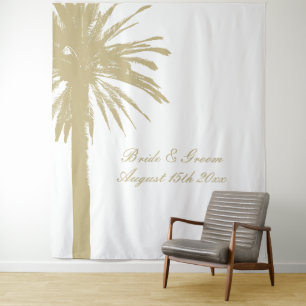 Luxury beach wedding party palm photo backdrop tapestry