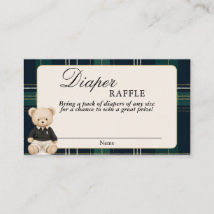 Luxury Bear Baby Shower Diaper Raffle Card