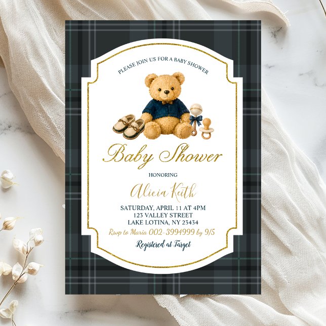 luxury bear baby shower invitation (Creator Uploaded)