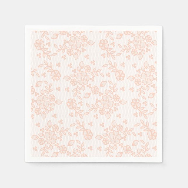 Luxury Beautiful Peach Flower Lace Napkins (Front)