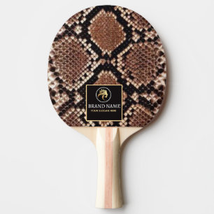 Luxury Beauty Branding Brown Python Snake Skin  Ping Pong Paddle