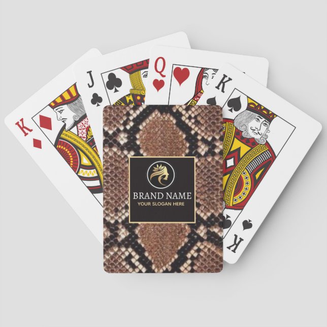 Luxury Beauty Branding Brown Python Snake Skin  Playing Cards (Back)