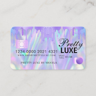 Luxury Beauty Dripping Holographic Credit Style Bu Business Card
