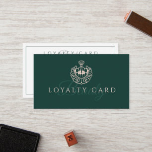 Luxury Beauty Lotus/Makeup Brush Logo Green & Pink Loyalty Card