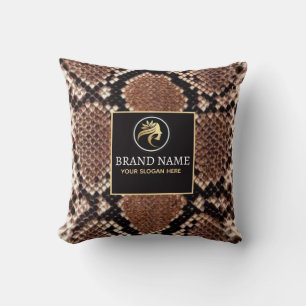 Luxury Beauty Salon Brand Brown Snake Skin Cushion