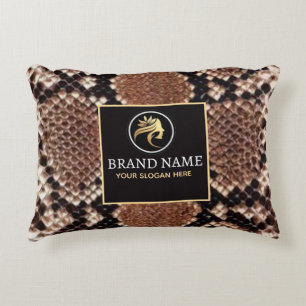 Luxury Beauty Salon Brand Brown Snake Skin Decorative Cushion