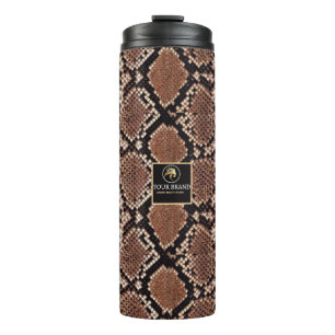 Luxury Beauty Salon Brand Brown Snake Skin Thermal Tumbler