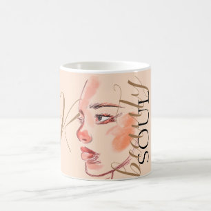 Luxury Beauty Soul Watercolor Script Monogrammed Coffee Mug