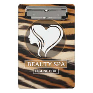 Luxury Beauty Spa Logo Elegant Tiger Print Salon Mini Clipboard
