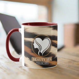 Luxury Beauty Spa Logo Elegant Tiger Print Salon Mug