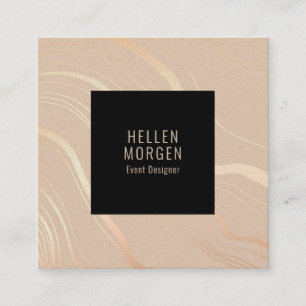 Luxury Beige and rose-gold wavy stripes background Square Business Card