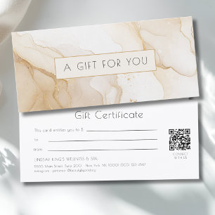 Luxury Beige Gold Marble QR Code Gift Certificate