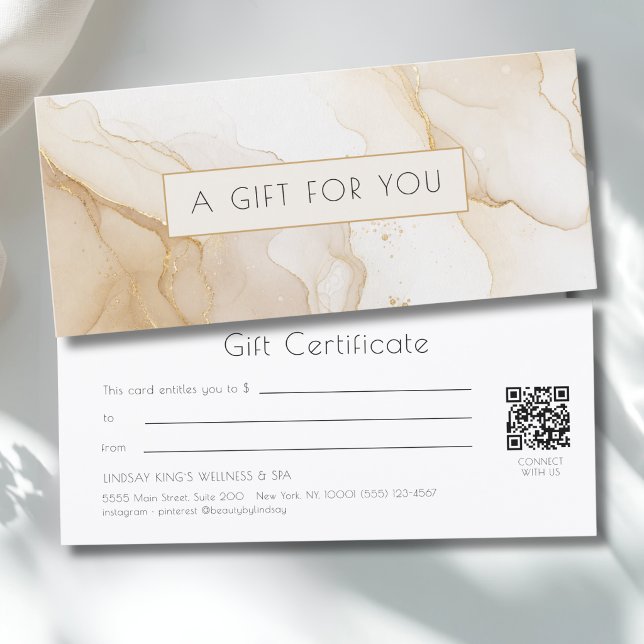 Luxury Beige Gold Marble QR Code Gift Certificate (Luxury Beige Gold Marble QR Code Gift Certificate)