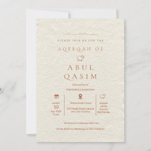 Luxury Beige Paper Islamic Aqeeqah For Baby Boy Invitation