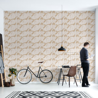 Luxury Beige Scallop Geometric Wallpaper