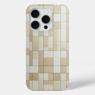 Luxury Beige & White Leather Mosaic Phone Case 