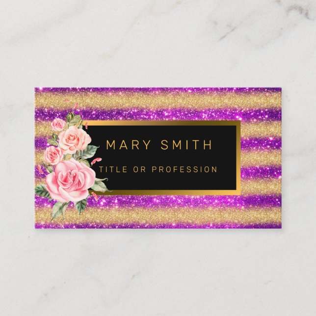 Luxury Best Popular Purple Gold Glitter Business Card (Front)