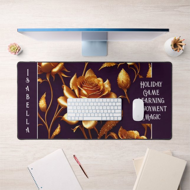 Luxury Big Gold Rose Modern Collection Desk Mat (Office 1)