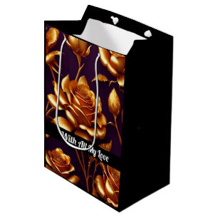 Luxury Big Gold Rose Modern Collection Medium Gift Bag