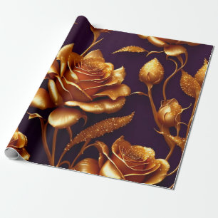 Luxury Big Gold Rose Modern Collection Wrapping Paper