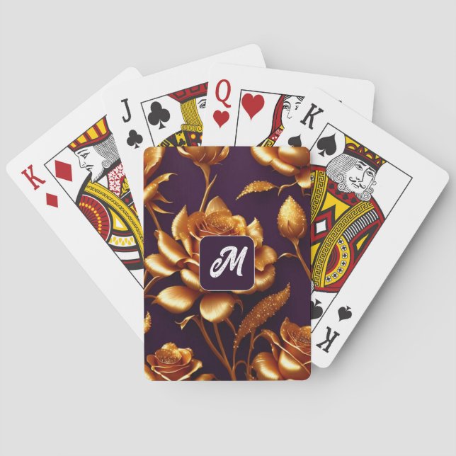Luxury Big Gold Rose Modern Collections Playing Cards (Back)