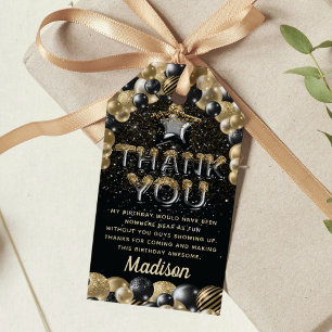 Luxury Birthday Gold Black Personalised Gift Tags