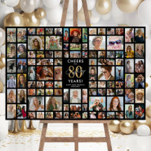Luxury Black 80th Birthday Photo Board