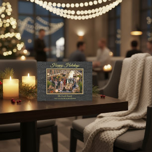 Luxury Black Alligator Skin Texture Photo Holiday Card