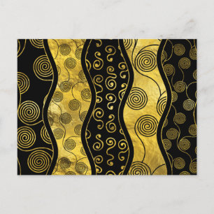 Luxury Black and Gold African Pattern Postcard